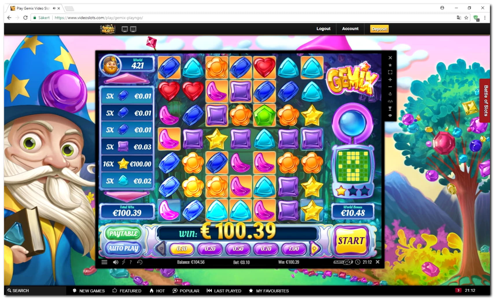 170% Match at a casino at Trada Casino