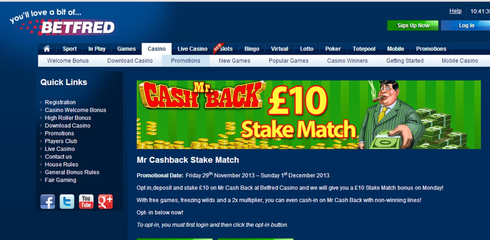 320% Casino match bonus at Casino Room